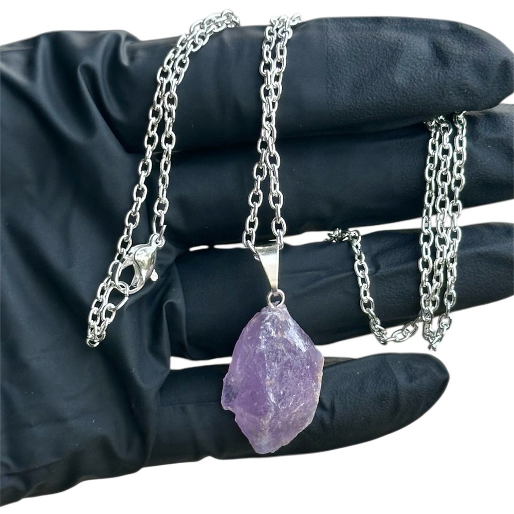 NWT 24inch Chain Necklace with Amethyst Pendant Festival Bohemian Gift